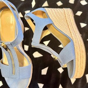 Michael Kors Blue Wedge Sandals